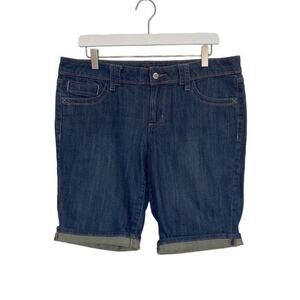 Elle Shorts Womens Size 12 Blue Bermuda Stretch Dark Wash‎ Rolled Hem 5 Pocket